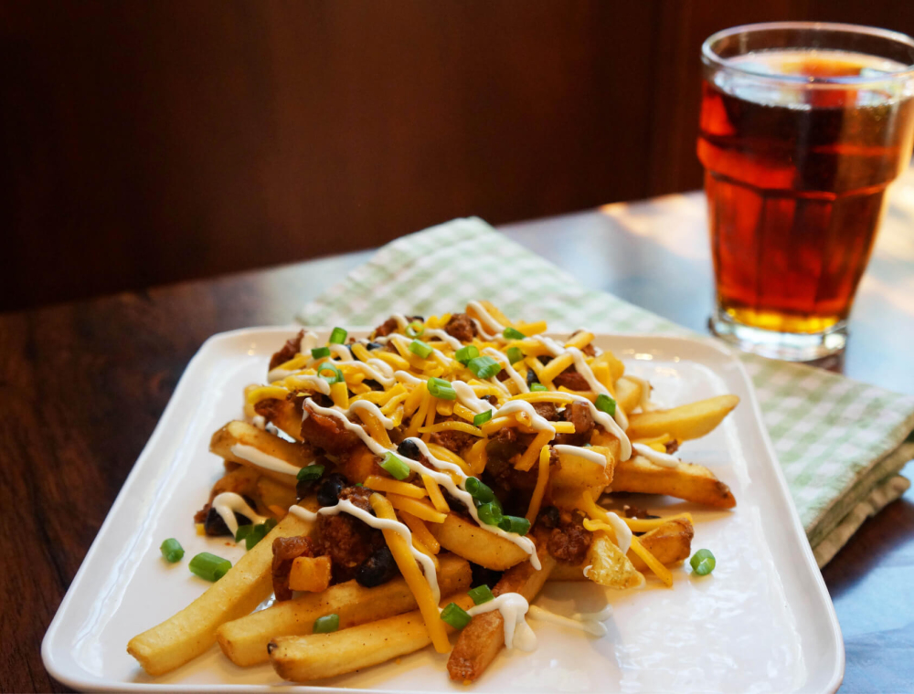 Looking for a plate to share with friends over our Afternoon Happy Hour? Four words: Turkey Chili Cheese Fries.