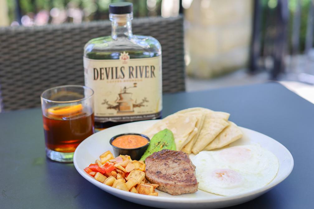 Steak & Eggs and Cold Fashion, featuring Devils River Whiskey Coffee Bourbon