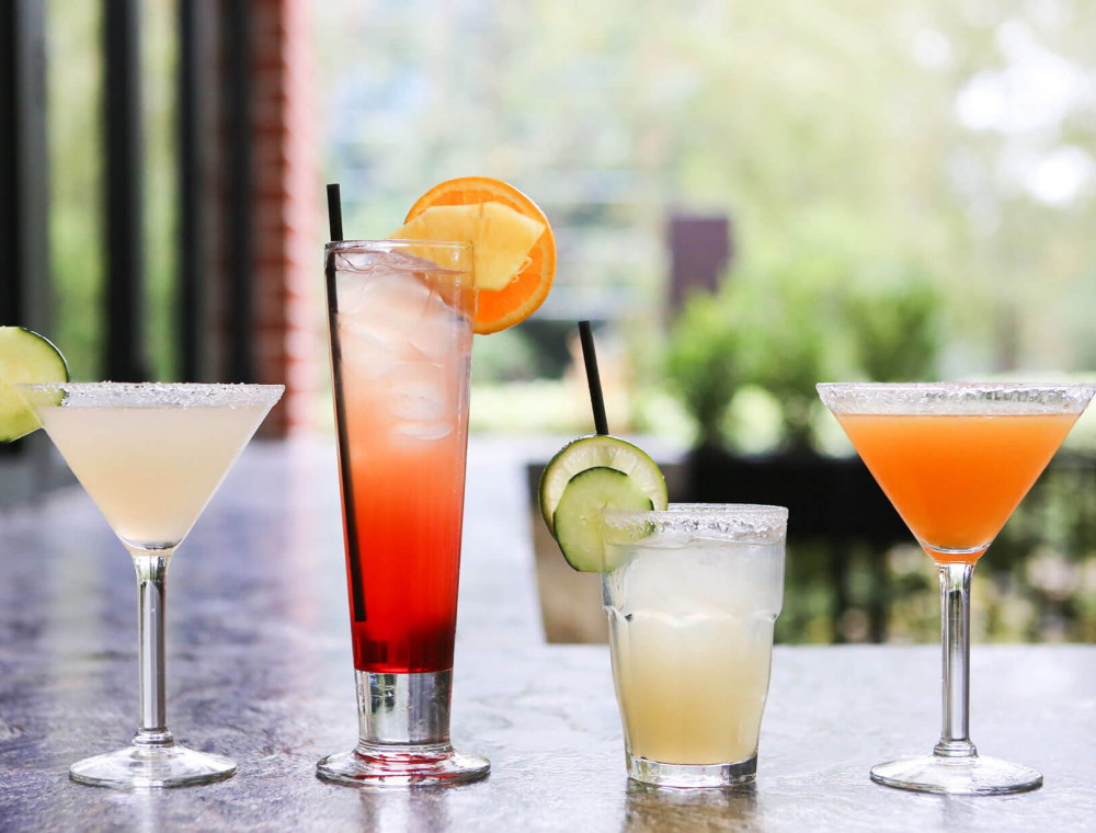 Exclusively-priced for a limited time only. Available Tuesdays-Fridays from 4 p.m. to close. Watermelon Cucumber Martini {$3} Spicy Pineapple Margarita {$3} Cucumber Mint Margarita {$3} *Blueberry Mojito {$3} (not pictured; *available in The Woodlands only) Ruby Slipper {$7} Wines by the Glass {$3*} (priced at $3 on Thursdays only)
