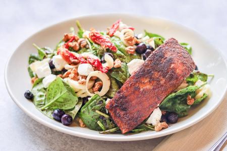 Blackened Salmon Blueberry Spinach Salad*